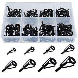 Guides pour Canne à Pêche, 80 pièces Kit de Réparation Anneau Guide de Pêche Céramique en Acier Inoxydable et Carbone pour Canne à pêche télescopique (Duokei, neuf)