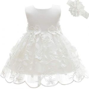 AHAHA Robe Bebe Fille Ceremonie Princesse Mariage Robe Bapteme Fille Bebe, Blanc 2, 18M/16-20mois (LINFENGMAOYI, neuf)