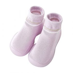 Bébé Chaussure Garçon Fille Chaussons Chaussettes -Dérapantes Bébé Chaussettes Antidérapantes En Coton Bébé Enfant Motif Animaux Chaussure Marche Bébé Chaussette Antiderapante (Purple, 18 Infant) (Qersh, neuf)