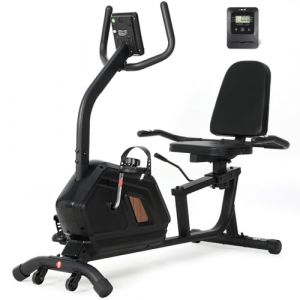 ISE V&eacute;lo d'Appartement Semi Allong&eacute;, V&eacute;lo Couch&eacute; Magn&eacute;tique, V&eacute;lo Allong&eacute; de Fitness d'Int&eacute;rieur Silencieux avec Dossier/Impulsion/Ecran LCD/8 Niveaux R&eacute;sistance pour l'Entra&icirc;nement Cardio &agrave; la Maison (ISE STORE, neuf)