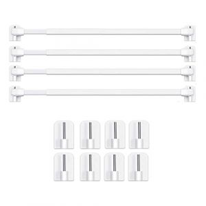 BANJILI-Tringle à Rideau en Plastique Métalliques Extensibles à Rideau Extensible pour Fenêtre Barres d'Armoire Tige de Tension Crochets de Tringle à Rideau Adhésive (4PCS-80-140CM) (BANJILI FR, neuf)