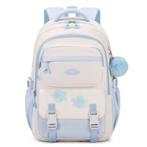 DivingBirds Cartable Fille Primaire CP CE1 CE2 CM1 CM2 Sac a Dos Enfant 18L, Ergonomique | Sangle de Poitrine | Impermeable | Kawaii, Sac Ecole Fille Sac &agrave; Dos D'&eacute;cole Ado 7+ Ans, Bleu Clair (DivingBirds, neuf)
