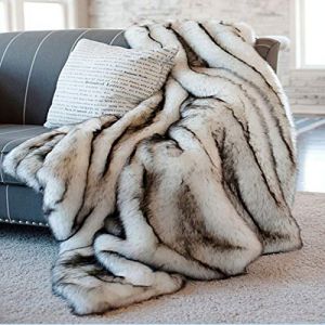 SKYLYZH Couverture Renard Imitation Fox Jet Fausse Fourrure pour Canap&eacute; Luxueux Faux Cuir PV vers Le Bas Lit Blanket Pied d'hiver Throw-60X150 cm (HaoChengKeJiEU, neuf)