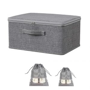 40x30x21cm Boite Avec Cadenas Bo&icirc;te de Rangement Verrouillable Boite de Rangement Tissu Avec Couvercle Storage Box Organizer Bo&icirc;te de Rangement Pliable Avec Couvercle(Ne Contient Pas de Serrure) (azekunda, neuf)