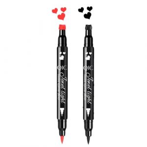 Tampon eyeliner liquide double face avec tampon de maquillage pour les yeux - Imperm&eacute;able - Double face - Durable - Outil de maquillage de tatouage - Rouge et noir (c&oelig;ur rouge et noir) (Nicekle-EU, neuf)