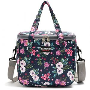 SAMERIO Femme Sac Isotherme R&eacute;utilisable Lunch Tote isol&eacute; Lunch Box pour Les Enfants Fille Sac Isotherme Repas Portable avec bandouli&egrave;re r&eacute;glable pour Voyage Camping Pique-Nique Travail Boulot (Aaflying, neuf)
