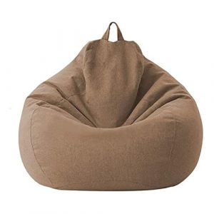 Highdi Enfants Peluche Sac Haricots Pouf Adultes Adolescents, Rangement de Jouets Stockage, Pouf Pliable Portable pour Fauteuil Déco Grande Fauteuil de Salon (100x120cm,Marron) (Highdi, neuf)