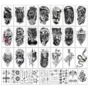 30 Feuilles Tatouage Ephemere Homme Femme, Tatouage Temporaire, Imperm&eacute;able Faux Tatouage Autocollant, Autocollants 3D R&eacute;alistes de Tatouage d'animal, Tatouage Temporaire pour Corps Bras Poitrine (ZHONGQIAN DE DIAN, neuf)