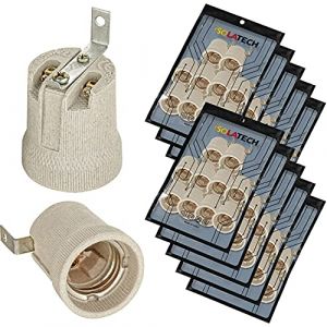 ISOLATECH 100pcs E27 gris douille en céramique avec équerre de fixation/étrier extérieur (max.250V/4A) ampoules pour Home plafond installation salle de bains cuisine réfrigérateur support encastrer (ISOLATECH-DE, neuf)