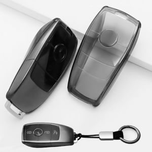 XMSCN Coque de cl&eacute; de voiture 3 boutons TPU avec cordon porte-cl&eacute;s Compatible avec Mercedes Benz Classe A B C E G S SL CLS SLC CLA GLB GLC GLE GLS AMG Bo&icirc;tier de cl&eacute; intelligente T&eacute;l&eacute;commande de (Cares Auto Parts, neuf)