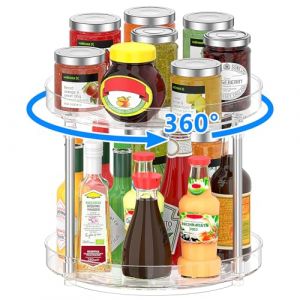 Drucilla 2 Etages Plateau Tournant, 24cm Plateau Tournant Epices, 360&deg; Plateau Tournant Frigo, Plateau Cuisine, Plateau Tournant Placard Cuisine pour Epices, Fruit, Bouteille (God Meis, neuf)