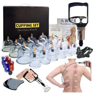 Kit de 18 Ventouses Thérapeutiques,Ventouses Chinoises,Set de Verres à Ventouses Avec Pompe à Vide,Cupping Therapy Ventouse,Professionnelles Anti Cellulite et Soulagement des Douleurs Musculaires (Goethe Garden, neuf)