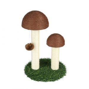 Arbre a Chat Fleur avec Gros Griffoir, Griffoir Chat Poteau Sisal à Griffer en Forme de Champignon pour Chaton Marron 47cm-30 * 30 * 47cm (Hechheu, neuf)
