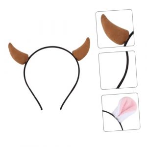 CALLARON 4 Pièces Décor De Cheveux De Noël Cerceau De Cheveux En Bois De Cerf Bandeau En Bois De Cerf Bandeau En Corne Cerceau De Cheveux De Corne Cerceau De Cheveux De Noël Rose Chiffon (Raindrops On Roof, neuf)