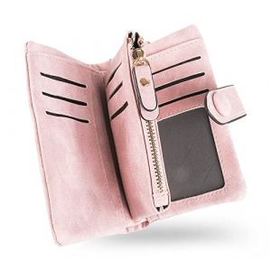 conisy Portefeuille Femme RFID Blocage,Grande Capacité Petite Porte Monnaie en Cuir Chic Court Bourse pour Les Dames (Rose) (conisy, neuf)