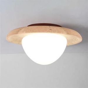 DLGLOLIN Plafonnier en Travertin Jaune Naturel LED Lampe de Plafond en Bois Créativité Éclairage de Plafond Intérieur Lustre Luminaire pour Chambre Cuisine Couloir, Lumière Blanche (DLGLOLIN, neuf)