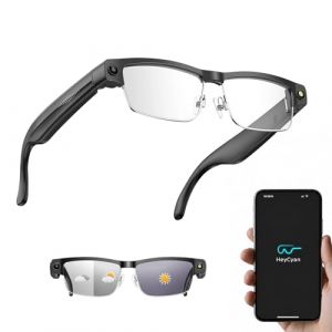 tulilut Lunettes Intelligentes AI avec Cam&eacute;ra 8MP, Lunette Camera Bluetooth Homme, Traduction IA Temps R&eacute;el, Audio Open-Ear, Lentilles Automatiques, Protection UV, Vid&eacute;o HD 1200P (Tulilut, neuf)