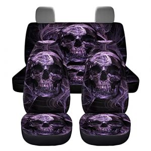 chaqlin Lot complet de 4 housses de siège de voiture universelles avec motif tête de mort 3D pour homme et femme - Accessoires d'intérieur de voiture avant et arrière séparés (chaqlin, neuf)