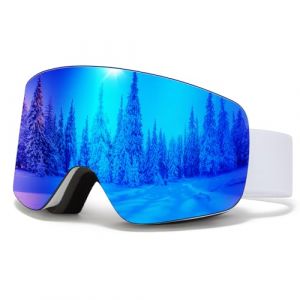 JQF Gear Masque de Ski,YH227 Lunettes de Ski OTG pour Unisexes Ajustables Anti Bu&eacute;e Anti-Poussi&egrave;re Coupe-Vent Anti-UV Lunettes de Snowboard pour Sports Hiver (05-REVO Bleu/Blanc VLT 19%) (Masontex Motor Gear, neuf)