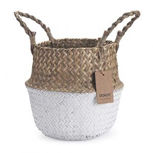 DOKOT Panier Jonc De Mer Rangement Panier Plante Seagrass de Fleur Corbeille en Paille (Naturel + Blanc) (DOKOT DESIGN CO., LTD, neuf)