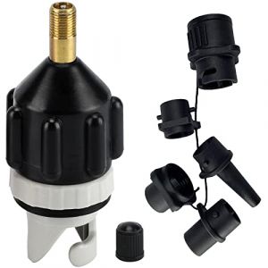 yuejuhe Adaptateur Gonfleur Paddle, Adaptateur de Kayak, Adaptateur de Pompe Sup avec 4 Buses de Valve d'air Embout pour Planche à Pagaie, Bateau Gonflable (Noir) (yue ju he, neuf)