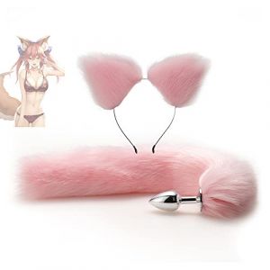 Marilia Fox Tail Cosplay Fairy Wearing Ears Furry Long Tail (Rose) (Heyokoy, neuf)