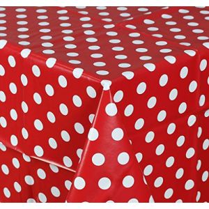 Nappe toile cirée PVC Rectangulaire 140 x 200 cm à pois Rouge (HD Home Direct Ltd, neuf)