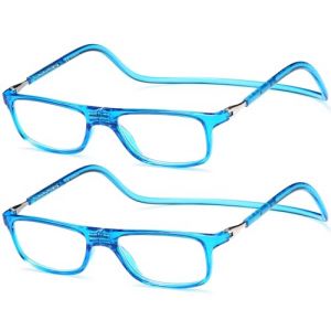 NEW VISION Lunettes 2 pack, Lunettes Loupe, Lunettes De Lecture Magn&eacute;tique, Longueur R&eacute;Glable Lunette De Lecture Homme Femme, NV2904 (2blue, 2.5, x) (New Vision Milano, neuf)