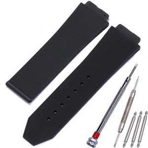 MCXGL Bracelet de rechange en caoutchouc de 25 mm x 19 mm compatible avec Hublot Big Bang Bracelet de montre de sport étanche texture linéaire, 25 mm (MCXGL, neuf)