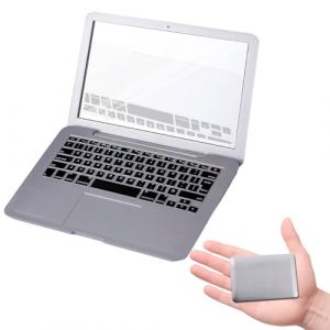 Miniature Computer, Ordinateur Portable Miniature, Mini Miroir Portable d'Ordinateur, Accessoire Maison de Poupee, Miniatures pour Maison de Poup&eacute;e, Maison de Poup&eacute;e Miniatures Accessoires (Argent) (qizhiparty, neuf)