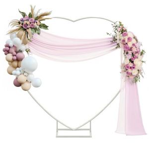 Fiita Kit d'arche de ballons en m&eacute;tal de grande taille de 2 m, support d'arche en forme de c&oelig;ur pour mariage, mariage, Saint-Valentin, fian&ccedil;ailles et f&ecirc;te d'anniversaire (blanc) (Saiyu, neuf)