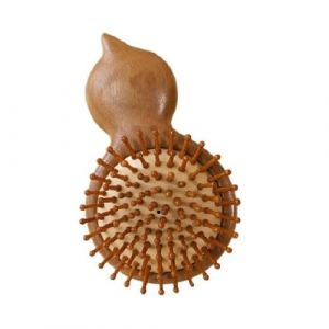Brosse de massage du cuir chevelu &agrave; coussin d'air en bois, forme gourde, for soins capillaires portables et relaxation (Starwell Store, neuf)