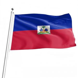 Drapeau Ha&iuml;tien 150 x 90cm - 5 x 3ft - Grand Drapeau Ha&iuml;ti en M&eacute;tal Avec &oelig;illets - C&eacute;l&eacute;brations Int&eacute;rieur Ext&eacute;rieur - D&eacute;coration de F&ecirc;te Patriotisme (WUSEYUN, neuf)