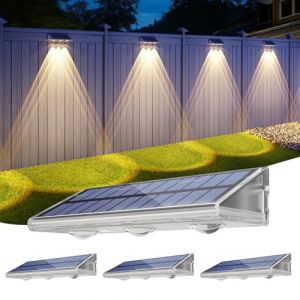 YiLaie Applique Murale Exterieur Solaire,IP67 &eacute;tanche &agrave; l'eau Lampe Solaire Ext&eacute;rieure &eacute;tanche Sans Fil 3 Modes D'&eacute;clairage,2000mAh LED Applique Solaire Exterieur Pour Jardin Cl&ocirc;ture Terrasse Lot De 4 (E-Lover, neuf)