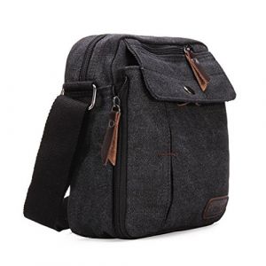Sacoche Hommes en Toile Petit Sac Bandoulière Style Rétro Sac Messager Sacs Porté Épaule Besace Sacoche de Sport Voyage Pochette Téléphone Portable iPad mini Cadeau pour Garçon Amis (RUIXIAMUK, neuf)