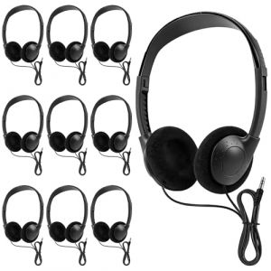 Lot de 10 &eacute;couteurs filaires intra-auriculaires st&eacute;r&eacute;o 3,5 mm Son clair Casque Arceau r&eacute;tro pour &eacute;tudiants, adolescents, biblioth&egrave;ques, laboratoires informatiques (KAROULLA, neuf)