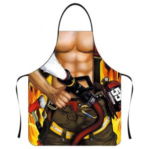 GXGM 1 Pi&egrave;ce Avec Motif Sexy,Barbecue Tablier de Cuisine Sexy, Poussi&egrave;re et l'Huile,Convient pour les Enterrements de vie de Jeune Fille, les Cadeaux pour les Hommes(Pompier Musculaire) (GXGM, neuf)