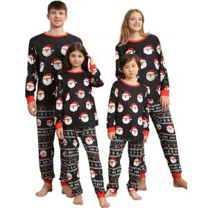 Pyjama Noel Famille,Ensemble Pyjama Famille Noel,Pyjama No&euml;l Famille,Christmas Pyjama Assortis &agrave; Manches Longues avec Imprim&eacute; P&egrave;re No&euml;l,Pyjamas Noel V&ecirc;tement de Nuit pour Femme Homme Couple et Enfant (MARIO GENCO, neuf)
