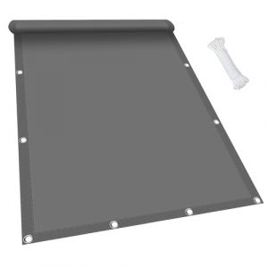 Voile d'ombrage Rectangulaire étanche 1.5 x 4.5 m Imperméable Protection UV 98% Résistant aux UV Brise Vue avec Oeillets et Cordons pour Patio Jardin Terrasse, Gris Clair (KOUDU Store, neuf)