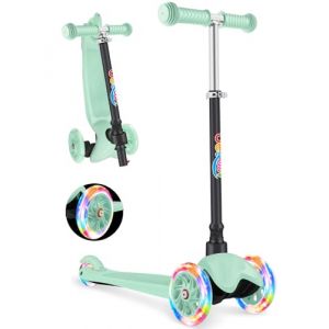BELEEV Trottinette Enfants 2 Ans, Trotinette à 3 Roues pour Filles et Garçons, LED Roues Lumineuses, 4 Hauteur Réglable, Inclinée pour Diriger, Plateau Antidérapant Scooter pour Tout-Petits 2-6 Ans (MeiShangStore, neuf)