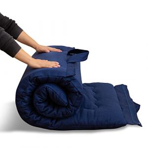 MAXYOYO Matelas futon Portable Pliable, en Tissu hypoallergénique et en Mousse à mémoire de Forme avec poignée et Fermeture éclair pour extérieur (Bleu Marine, 90 x 190 cm) (Little Ant Jumper, neuf)