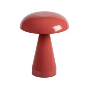 LightLogic Lampe de table 15,5x20,5 cm &agrave; piles &ndash; Lampe de chevet avec pied en m&eacute;tal et abat-jour en plastique en forme de champignon &ndash; Lampe de table pour entr&eacute;e salon chambre &ndash; Lampe d&eacute;corative Rouge (ShopLightLogic, neuf)