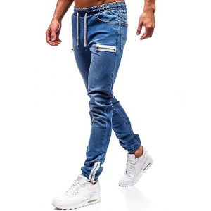 Oanviso Homme Jean Troué Mode Skinny Slim Fit Pantalon Denim Styles Déchiré Sport Trousers avec Fermeture Éclair Casual Pants Trekking Outdoor D Bleu Foncé XXL (Osheoiso Inc., neuf)