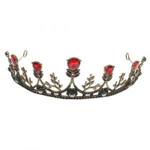 FRCOLOR 1 Pc couronne baroque robe soiree robe de soiree Couronne de bal Diadème de femme robe soiréefemme bandeaux de mariée groupe tiare Couronne de mariage bandeau couronne strass rouge (Laners, neuf)