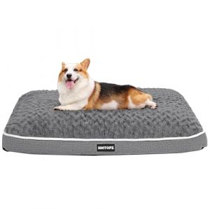 HMTOPE Lit orthop&eacute;dique pour chien - Design &agrave; double &eacute;tage - Coussin lavable - Panier amovible - 90 cm - Pour chiens de petite &agrave; moyenne taille - Gris moyen (HMTOPE, neuf)