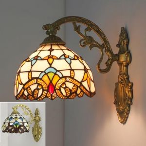 XINYASEE Applique murale en vitrail style Tiffany, motif vintage et orn&eacute;, finition bronze, style Art d&eacute;co, id&eacute;ale pour les chambres, salles de bains et couloirs. (A) (XINYASEE, neuf)