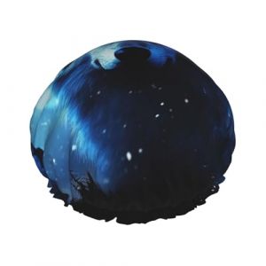 Bonnet de douche double couche pour femme, bonnet de bain élastique réutilisable, bonnet de bain en forme de loup, bonnet de bain imperméable pour femme, spa, salon de douche, bonnet de cheveux (amixiemao111, neuf)