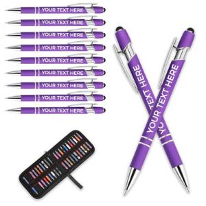 Aappping Stylo Personnalisé Gravure Laser Stylo Bille Avec Prenom,Lot De Personnalisable,Cadeau Personnalisé Femme Homme(violet,10 stylos) (Daxiwanju, neuf)