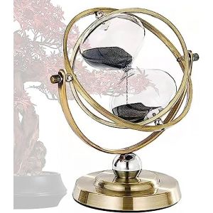 Tuzsocr Grand sablier vintage en m&eacute;tal et laiton - Minuterie rotative &agrave; 720&deg; - 60 minutes - Verre de sable d'une heure - Cadeau pour la maison, le bureau, le bureau, la d&eacute;coration de mariage (noir) (ZRY., neuf)