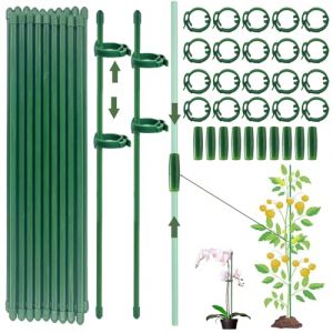 Lot de 20 tuteurs de plantes avec 20 mousquetons, avec 10 tubes d'extension, tuteur pour tomates, plantes d'intérieur, support pour plantes d'intérieur, support de plantes vivaces (90 pièces) (shengbilong, neuf)